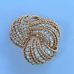 Vintage Boucher Knot Brooch Marcel Boucher Gold-Tone with Rhinestones